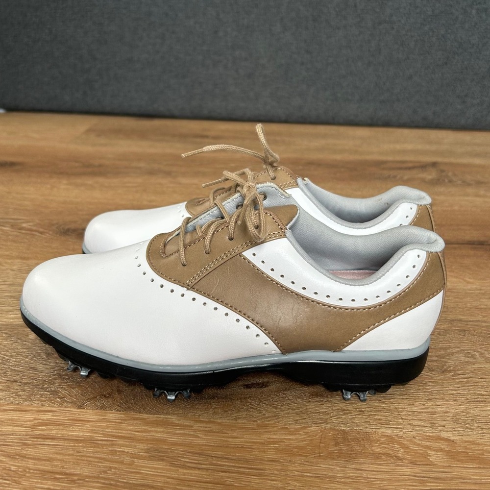 FootJoy eMerge Women's Golf Shoes White Tan Saddle Cleated Size 7.5M NEW